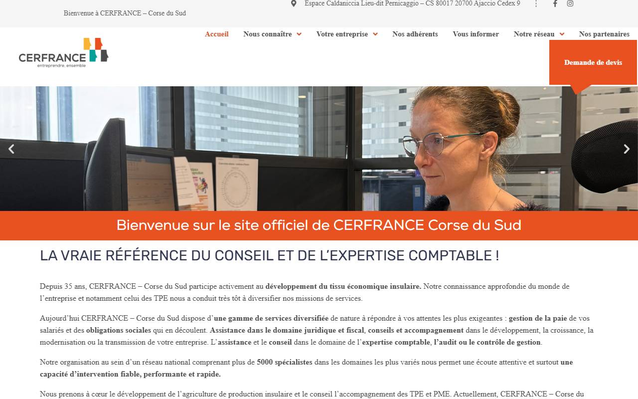 Site CerFrance Corse-du-Sud — vue ordinateur
