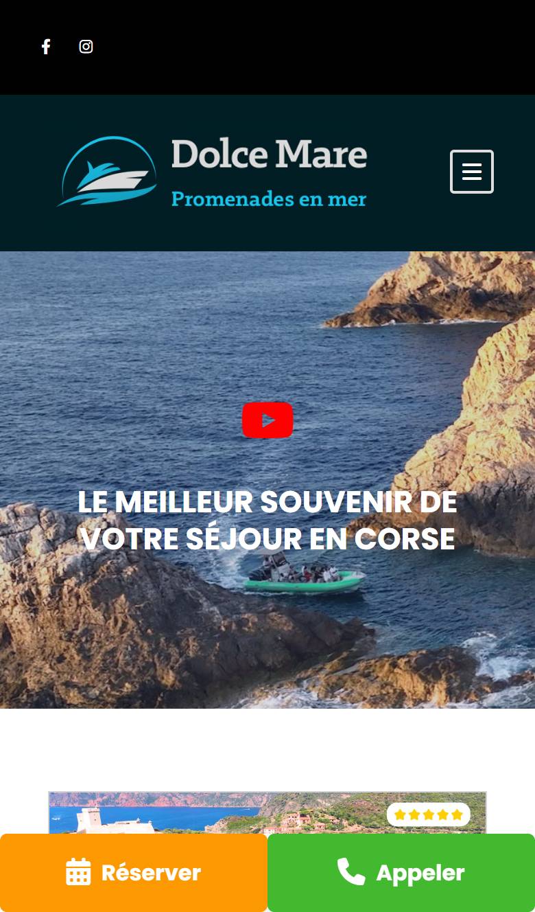 Site Dolce Mare — vue mobile