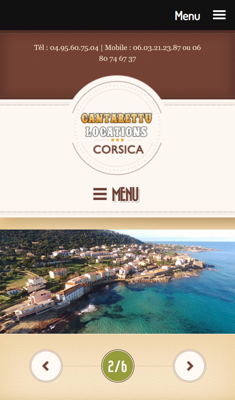 Site Locations Cantarettu — vue mobile