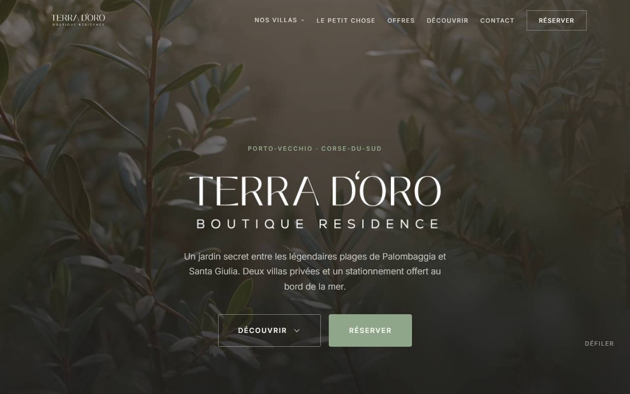 Site Terra d'Oro — vue ordinateur
